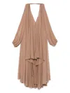 Blumarine Asymmetric Georgette Mini Dress In Brown