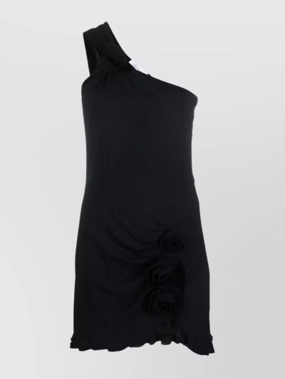 Blumarine Asymmetric Knee Length Dress In Black