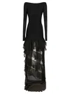 Blumarine Ruffled Chiffon Off-the-shoulder Dress In Black