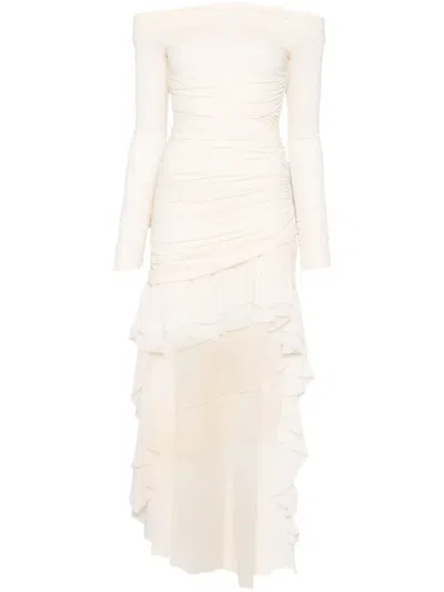 Blumarine Asymmetric Mini Dress In Neutrals