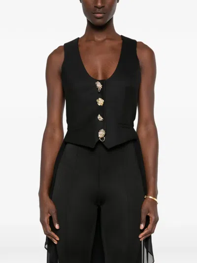 Blumarine Asymmetric Ruffled Jacket In Black