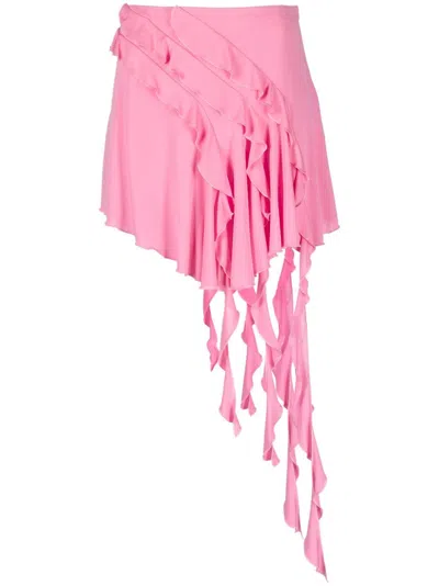 Blumarine Asymmetric Ruffled Skirt In Rosa