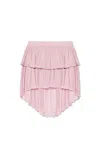 Blumarine Asymmetrical Pleated Georgette Skirt With Ruffle In Pink