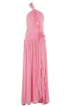 Blumarine Asymmetrical Silk Dress With Ruffled Detail