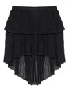Blumarine Asymmetrical Pleated Georgette Skirt With Ruffle In Black