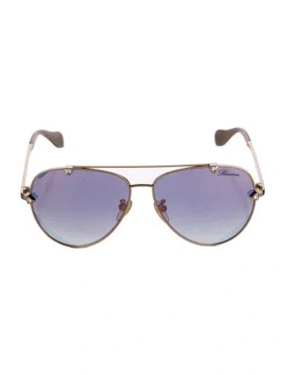 Pre-owned Blumarine Aviator Mirrored Sunglasses In Gold