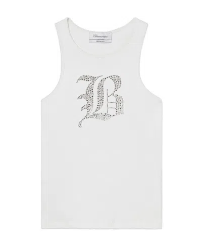 BLUMARINE BLUMARINE LOGO EMBELLISHED RIBBED-KNIT TANK TOP