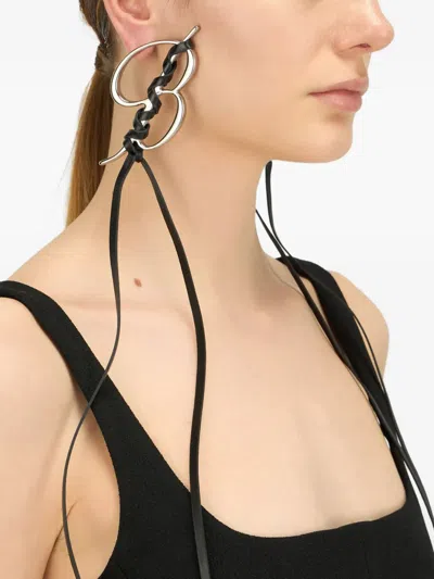Blumarine B-monogram Drop Earrings In Black