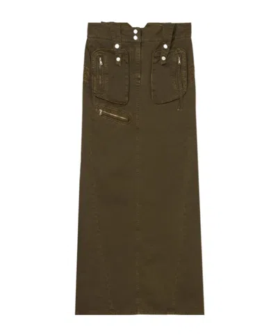 Blumarine Back Slit Skirt In Green
