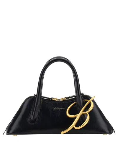 Blumarine Logo Mini Baguette Crossbody Bag In Nero