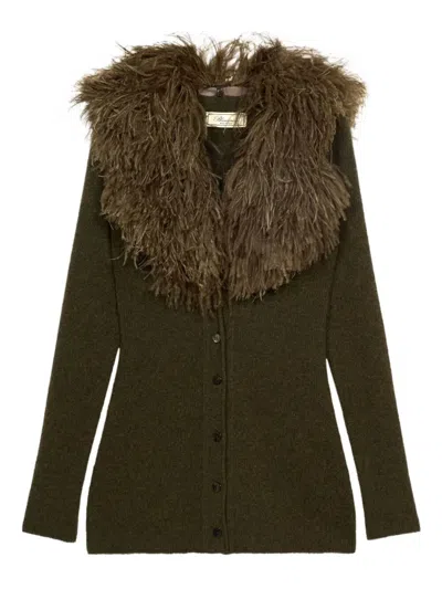 BLUMARINE BLUMARINE BARK GREEN WOOL SWEATERS