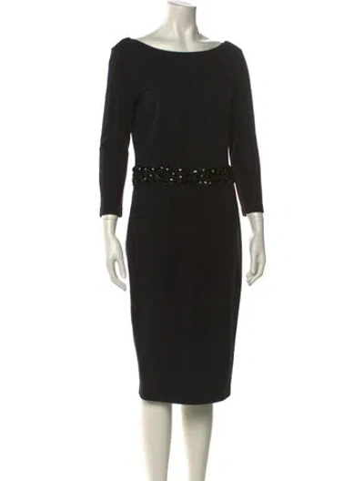 Pre-owned Blumarine Bateau Neckline Knee-length Dress In Black