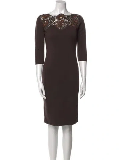 Pre-owned Blumarine Bateau Neckline Knee-length Dress In Brown