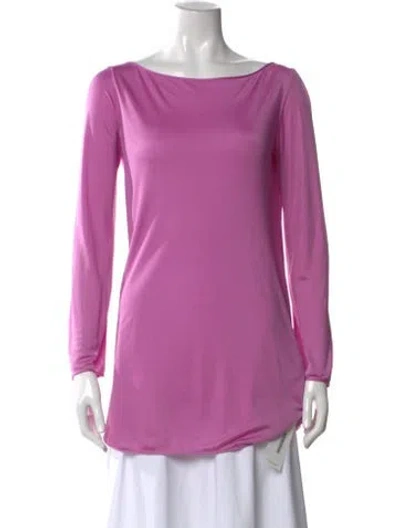 Pre-owned Blumarine Bateau Neckline Long Sleeve Top In Purple