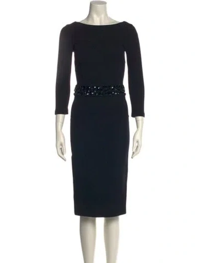 Pre-owned Blumarine Bateau Neckline Midi Length Dress In Black