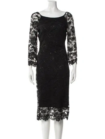 Pre-owned Blumarine Bateau Neckline Midi Length Dress In Black