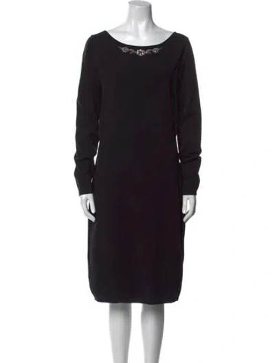 Pre-owned Blumarine Bateau Neckline Midi Length Dress In Black