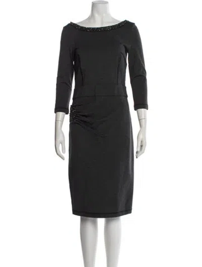 Pre-owned Blumarine Bateau Neckline Midi Length Dress In Gray