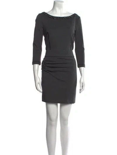 Pre-owned Blumarine Bateau Neckline Mini Dress In Gray