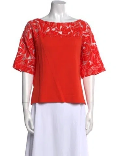 Pre-owned Blumarine Bateau Neckline Three-quarter Sleeve Blouse In Orange