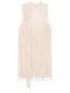 Blumarine Bead-embellished Georgette Mini Dress In Neutrals