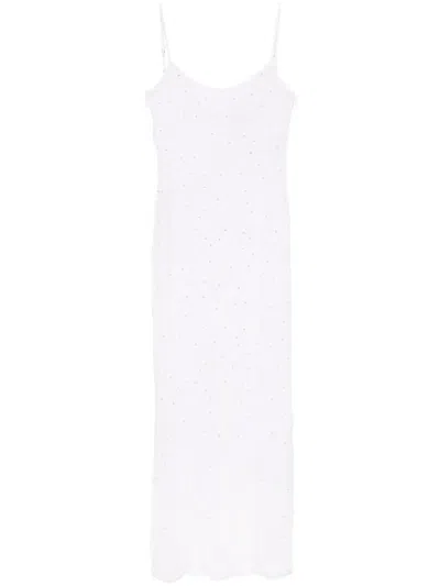 Blumarine Bead-tassel Maxi Dress In White