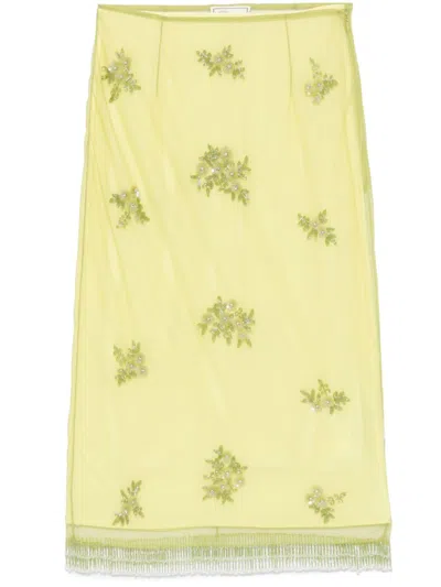 Blumarine Bead-tassel Midi Skirt In Green