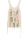 Blumarine Bead-tassel Top In Neutrals