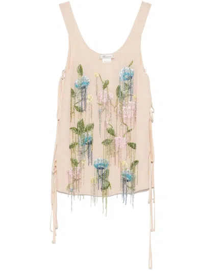 Blumarine Bead-tassel Top In Neutrals