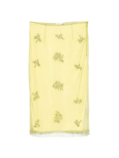 Blumarine Beaded-embellishment Midi Skirt In Yellow