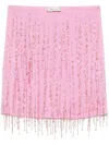 Blumarine Beaded Georgette Mini Skirt In Pink