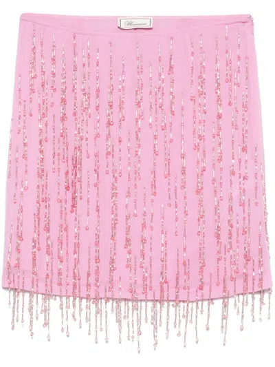Blumarine Beaded Georgette Mini Skirt In Pink