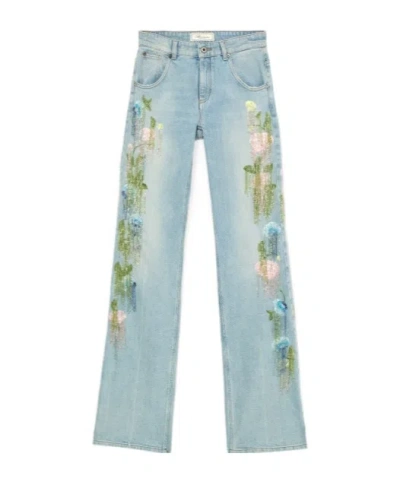 Blumarine Beaded Jeans In Blue