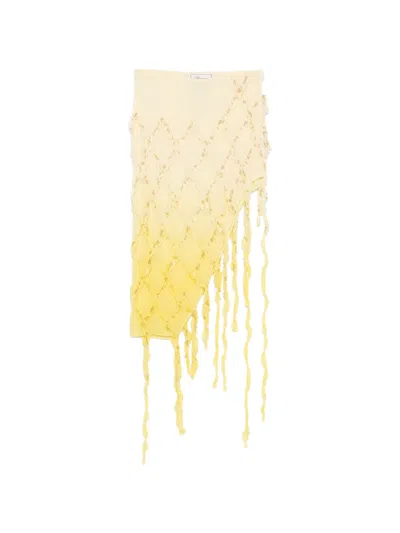 Blumarine Beaded Midi Skirt In Yellow