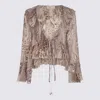Blumarine Animal Print Ruffled Flared Cuffs Tops