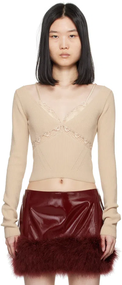 Blumarine Beige Lace Sweater In N0813 Croissant