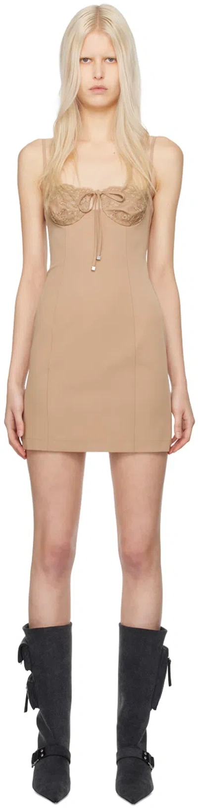 Blumarine Beige Scalloped Minidress In N0826 Amphora