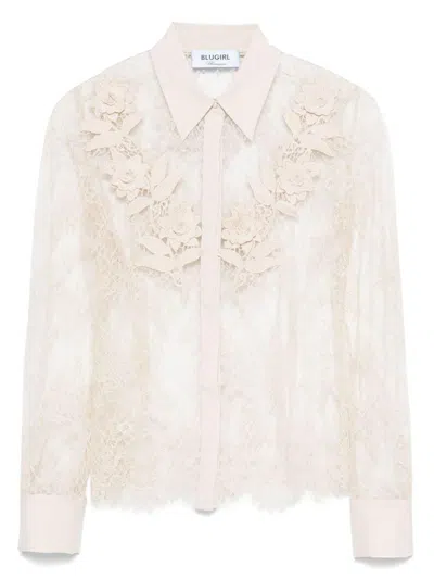 Blumarine Beige Semi-trasparent Shirt In Neutral
