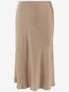 Blumarine Beige Silk Satin Midi Skirt