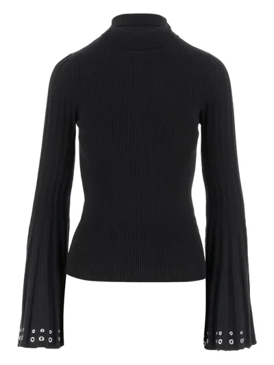 BLUMARINE BELL-SLEEVE EMBELLISHED SWEATER