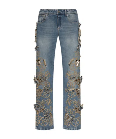 Blumarine Belt Loop Denim Trousers In Blue