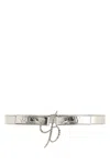 Blumarine B Laminated Leather Belt In Silver