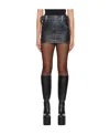 Blumarine Belted Leather Miniskirt In Black