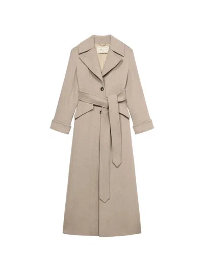 Blumarine Belted Maxi Coat In Metallic