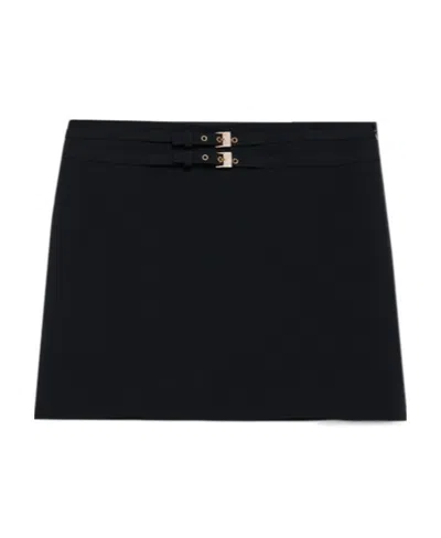 Blumarine Belted Mini Skirt In Black