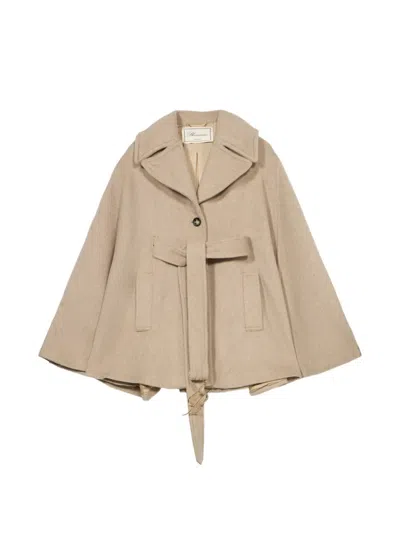 Blumarine Belted Wide-collar Cape In Neutral