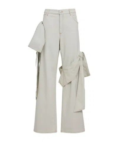 Blumarine Big Bow Cotton Jeans -  - Women  - White Grey - 42 It In Gray