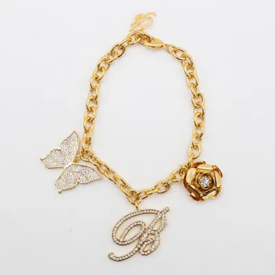 Blumarine Charm Bracelets Crystal Embellishments In Gold