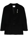 Blumarine Bijoux-pin Felted Coat In Black