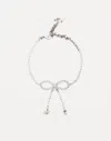 Blumarine Rhinestone Bow Choker With Logo In Silver